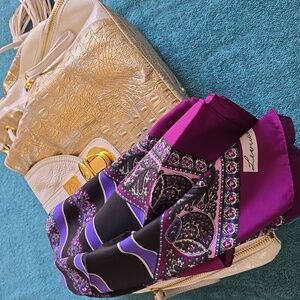 LEONARDI MERLOT Signed Lace Design Scarf 30" x 30" NWOT